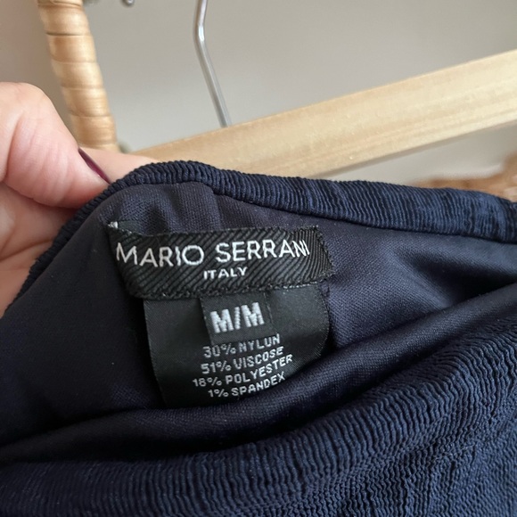 Mario Serrani A-Line Skirt fisherman marine navy pleated skirt size m vintage - Picture 4 of 5